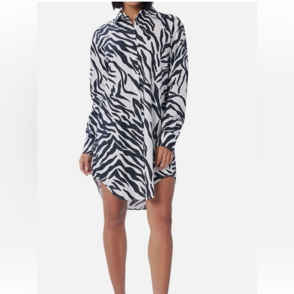 LITA BY CIARA SHIRT DRESS ANIMAL PRINT BLACK & WHITE PARTY OVERSIZED SZ M NWOT - Picture 1 of 10
